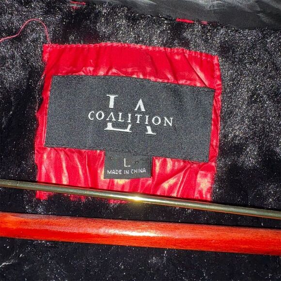 Coalition LA Women's Multicolor Puffer Jacket Size L Hooded Winter Coat - Picture 3 of 10